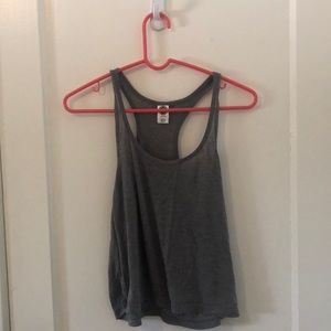 Grey cropped racer back tank ethically sourced and made
